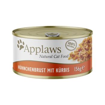 24x156g Applaws hús-/hallében nedves macskatáp-csirkemell&tök kép