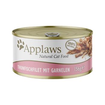 24x156g Applaws hús-/hallében nedves macskatáp-tonhalfilé & garnéla kép