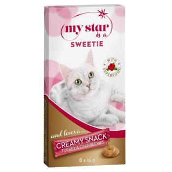 24x15g My Star is a Sweetie - Creamy Snack Superfood pulyka & áfonya macskasnack kép