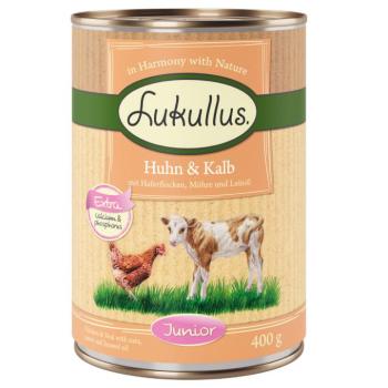 24x400g Lukullus Naturkost Junior csirke & borjú nedves kutyatáp kép
