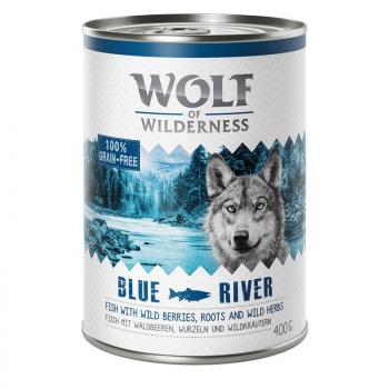 24x400g Wolf of Wilderness nedves kutyatáp- Blue River hal kép