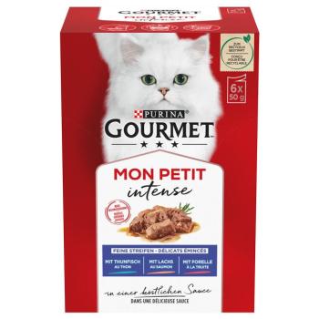 24x50g Gourmet Mon Petit tonhal, lazac, pisztráng nedves macskatáp 20+4 ingyen kép