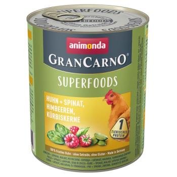 24x800g Animonda GranCarno Adult Superfoods nedves kutyatáp- Csirke + spenót, málna, tökmag kép