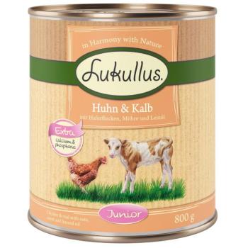 24x800g Lukullus Naturkost Junior csirke & borjú nedves kutyatáp kép