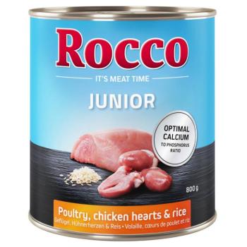 24x800g Rocco Junior Szárnyas, csirkeszív & rizs nedves kutyatáp kép