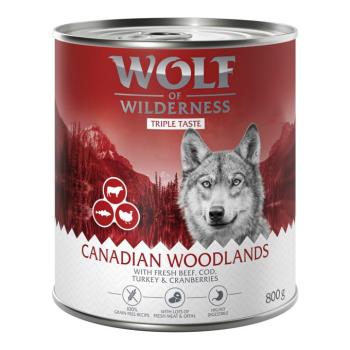 24x800g Wolf of Wilderness Adult 'Triple Taste' Canada - marha, pulyka, tőkehal nedves kutyatáp kép