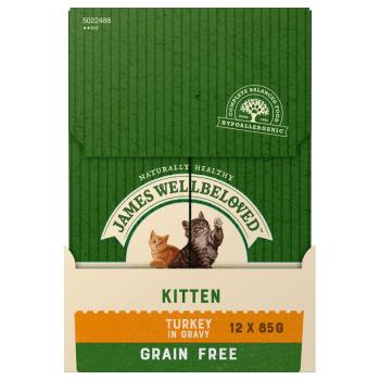 24x85g James Wellbeloved Grain Free Kitten pulyka nedves macskaeledel 18+6 ingyen akcióban kép