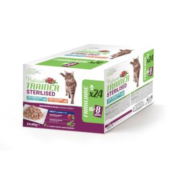 24x85g Natural Trainer Adult Sterilised macska nedvestáp Mix: pulyka & tőkehal kép