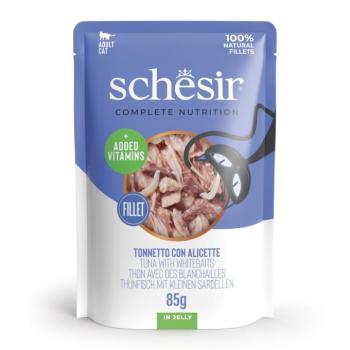 24x85g Schesir Complete Nutrition Filet tonhal & fehér hal aszpikban nedves macskatáp kép