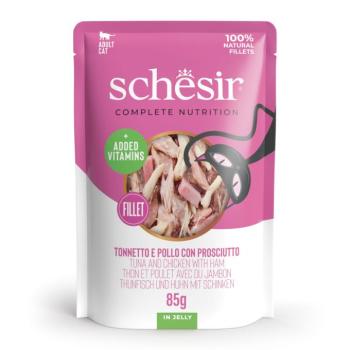 24x85g Schesir Complete Nutrition Filet tonhal, sonka aszpikban nedves macskatáp kép