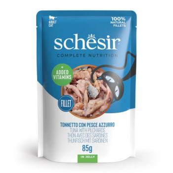 24x85g Schesir Complete Nutrition Filet tonhal & szardínia aszpikban nedves macskatáp kép