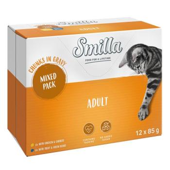 24x85g Smilla Adult falatok zöldséggel nedves macskatáp vegyesen kép