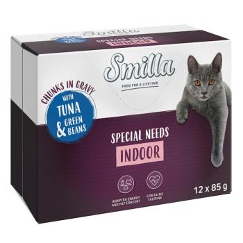 24x85g Smilla Indoor falatok zöldséggel tonhal & zöldbab nedves macskatáp kép