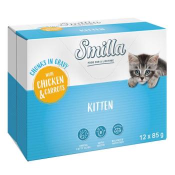 24x85g Smilla Kitten falatok zöldséggel szószban nedves macskatáp kép