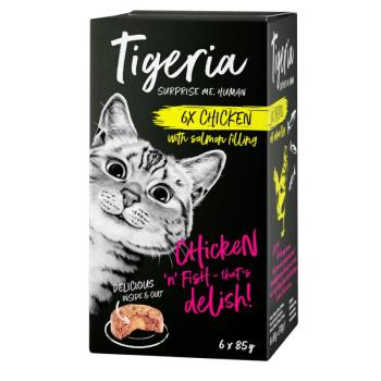 24x85g Tigeria nedves macskatáp- Csirke & lazactöltelék kép