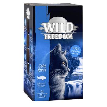 24x85g Wild Freedom Adult tálcás nedves macskatáp- Cold River - tőkehal & csirke kép