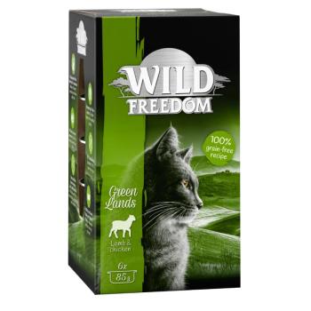 24x85g Wild Freedom Adult tálcás nedves macskatáp- Green Lands - bárány & csirke kép