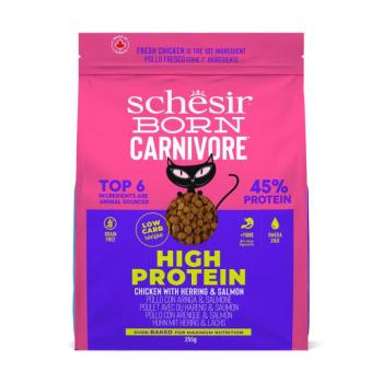 255 g Schesir Born Carnivore High Protein csirke, hering & lazac száraz macskatáp kép