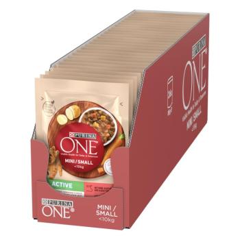 26x85g PURINA ONE Mini Active marha & sárgarépa nedves kutyaeledel kép