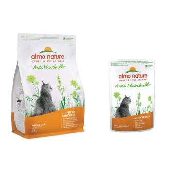 2kg Almo Nature Functional Anti Hairball csirke & rizs száraz macskatáp + 6x70g Almo Nature Functional Anti Hairball csirke nedves macskatáp 15% kedvezménnyel kép