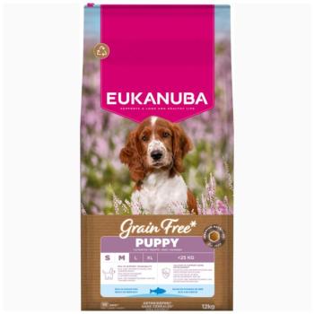 2x12kg Eukanuba Grain Free Puppy Small & Medium Breed tengeri hal száraz kutyatáp kép