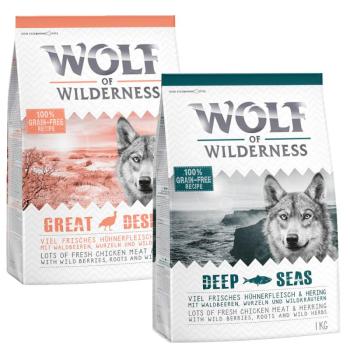 2x1kg Wolf of Wilderness vegyes száraztáp próbacsomag kutyáknak - "Classic": hering, pulyka  (2 x 1 kg) kép