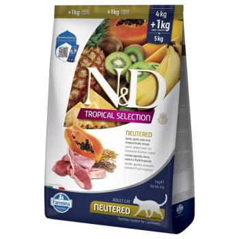 2x5kg(4+1kg) N&D Tropical Selection Neutered bárány száraz macskatáp kép