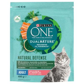 2x650g PURINA ONE Dual Nature lazac & spirulina száraz macskatáp kép