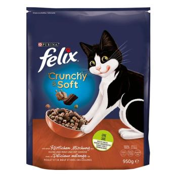 2x950g Felix Crunchy & Soft hús száraz macskatáp kép