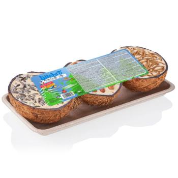 3 darab - egyenként 600 g Lillebro madáreleséggel töltött kókusztálak szabadon élő madaraknak kép