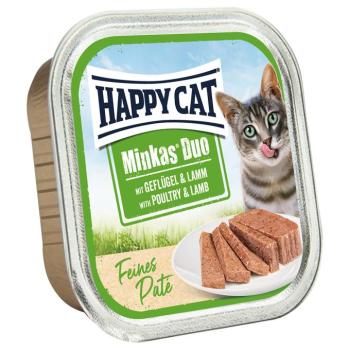 32x100g Happy Cat Minkas Duo Szárnyas & lazac finom pástétom tálcás nedves macskatáp kép