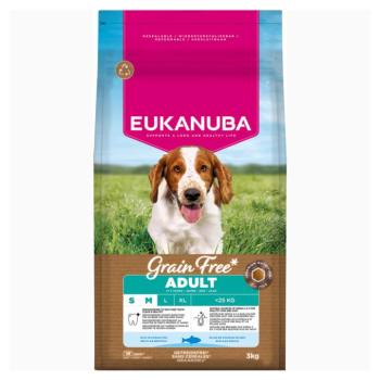 3kg Eukanuba Grain Free Adult Small & Medium tengeri hal száraz kutyatáp kép