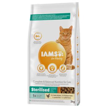 3kg IAMS for Vitality Cat Adult Sterilised csirke száraz macskatáp kép