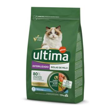 3x1,5kg Ultima Sterilized Hairball pisztráng száraz macskatáp kép
