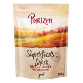 3x100g Purizon Superfoods Marha, csirke, borsó & tőzegáfonya kutyasnack kép