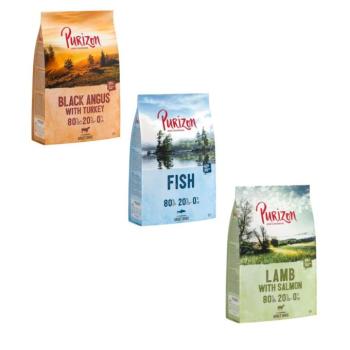 3x1kg Purizon  gabonamentes száraz kutyatáp új receptúrával vegyes próbacsomagban- Black-Angus-marha & pulyka, bárány & lazac, hal kép