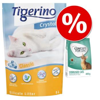 3x5l Tigerino macskaalom + 400g  Concept for Life All Cats száraz macskatáp kép