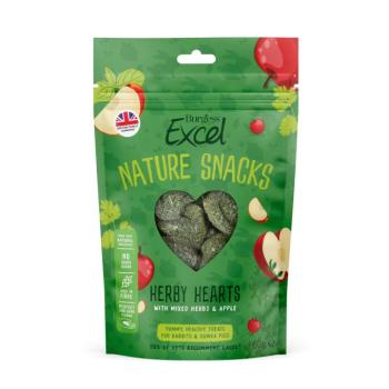 3x60g Burgess Excel Nature Snacks Herby Hearts kisállatsnack nyulaknak, tengerimalacoknak kép