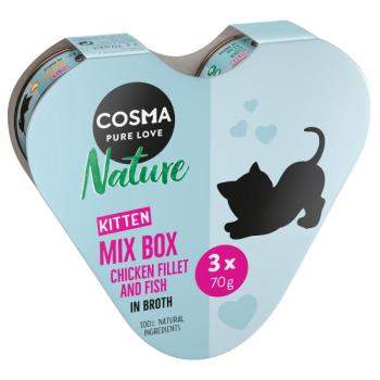 3x70g Cosma Nature Kitten nedves macskatáp szív-boxban- 3 különböző fajtával kép