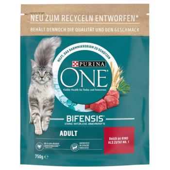 3x750g PURINA ONE Adult marha & teljes kiőrlésű gabona száraz macskatáp kép