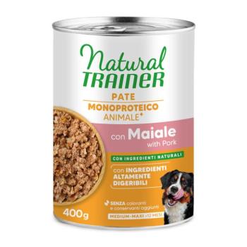 400g Natural Trainer Pate Monoproteico Medium & Maxi Adult nedves kutyatáp - Sertés & teljes kiőrlésű gabona kép