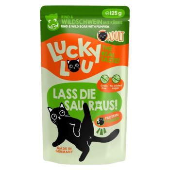 48x125g Lucky Lou Adult Marha & vaddisznó nedves macskatáp kép
