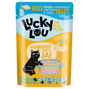 48x70g Lucky Lou Extra Food Csirke & tonhal húslevesben nedves macskatáp kép