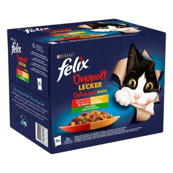 48x85g Felix Fantastic duplán finom hús- & zöldségválogatás nedves macskatáp 38+10 ingyen kép