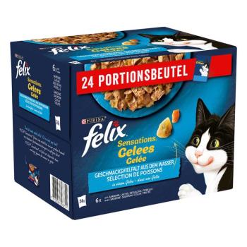 48x85g Felix Sensations halas válogatás aszpikban nedves macskatáp kép