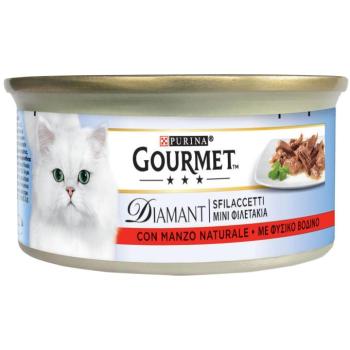 48x85g Gourmet Diamant Filé természetes marhahússal nedves macskatáp kép