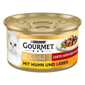 48x85g Gourmet Gold Omlós falatok csirke & máj nedves macskatáp 36+12 ingyen kép