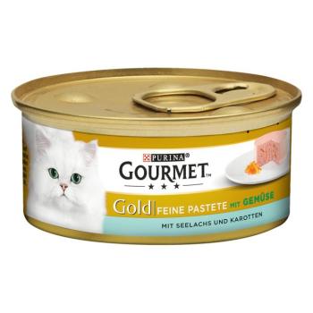 48x85g Gourmet Gold Paté tőkehal & sárgarépa nedves macskatáp 36+12 ingyen kép