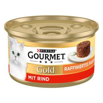 48x85g Gourmet Gold Rafinált ragu marha nedves macskatáp 36+12 ingyen kép