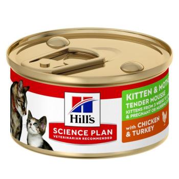 48x85g Hill's Science Plan Kitten & Mother Tender Mousse csirke és pulyka nedves macskatáp kép
